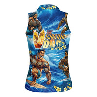 Hawaii Father's Day Women Sleeveless Polo Shirt The Surfing Dad Polynesian Tattoo DT02 - Polynesian Pride
