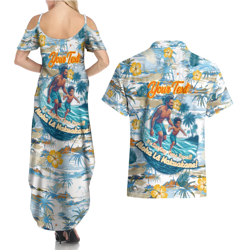 Hawaii Father's Day It's Surfing Time Couples Matching Summer Maxi Dress and Hawaiian Shirt Aloha L Makuakane DT02 - Polynesian Pride