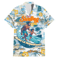 Hawaii Father's Day It's Surfing Time Family Matching Mermaid Dress and Hawaiian Shirt Aloha L Makuakane DT02 Dad's Shirt - Short Sleeve Blue - Polynesian Pride