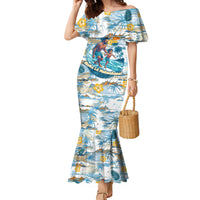 Hawaii Father's Day It's Surfing Time Family Matching Mermaid Dress and Hawaiian Shirt Aloha L Makuakane DT02 Mom's Dress Blue - Polynesian Pride