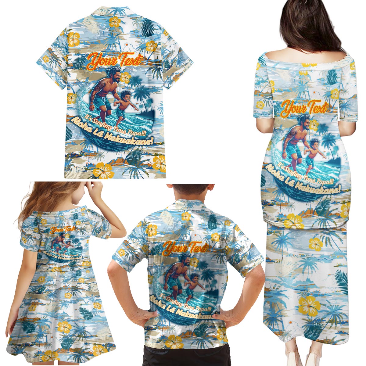 Hawaii Father's Day It's Surfing Time Family Matching Puletasi and Hawaiian Shirt Aloha L Makuakane DT02 - Polynesian Pride
