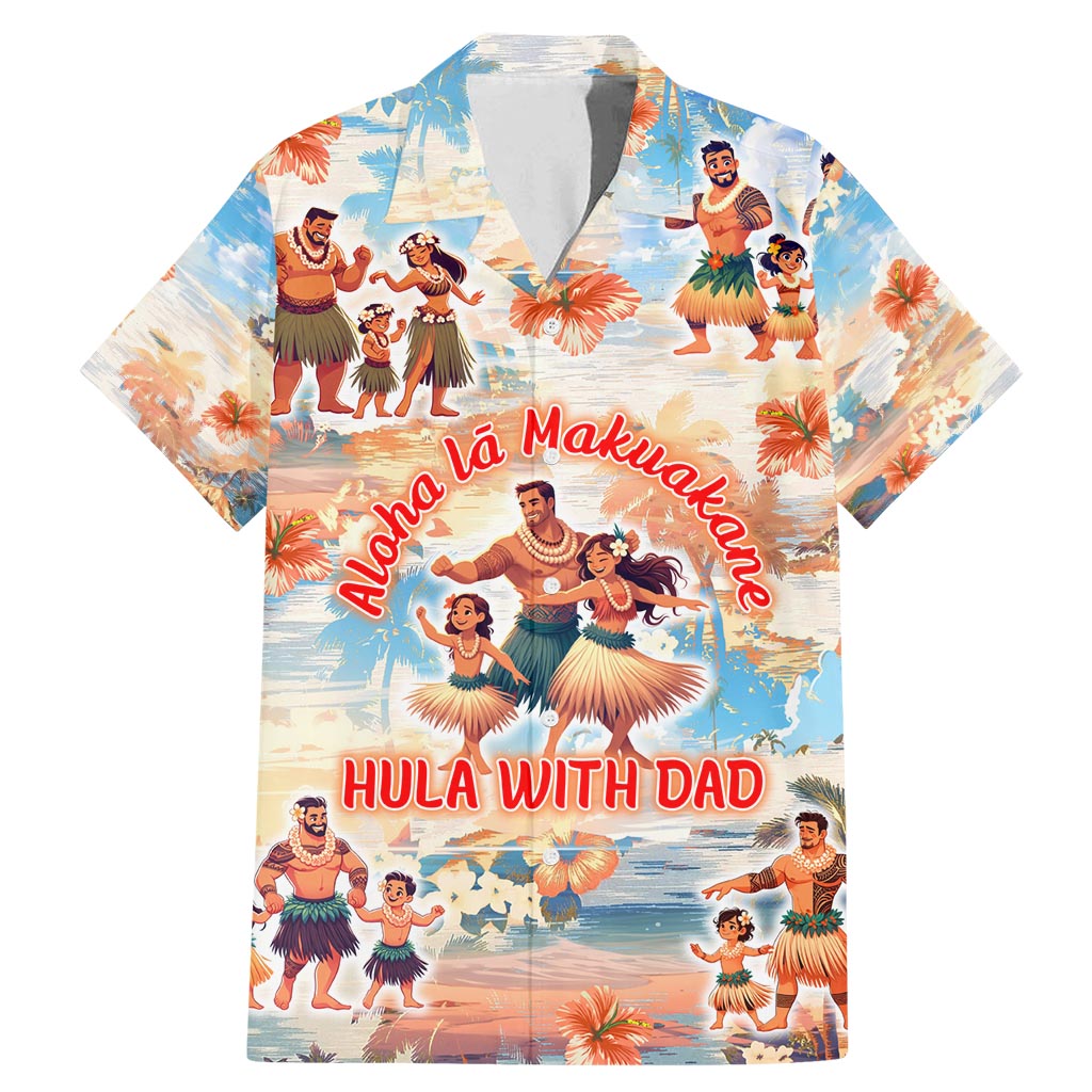 Hawaii Father's Day Family Matching Mermaid Dress and Hawaiian Shirt Hula With Dad DT02 Dad's Shirt - Short Sleeve Art - Polynesian Pride