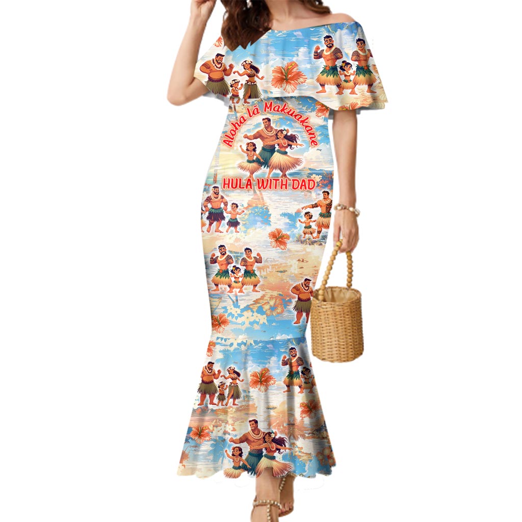 Hawaii Father's Day Family Matching Mermaid Dress and Hawaiian Shirt Hula With Dad DT02 Mom's Dress Art - Polynesian Pride