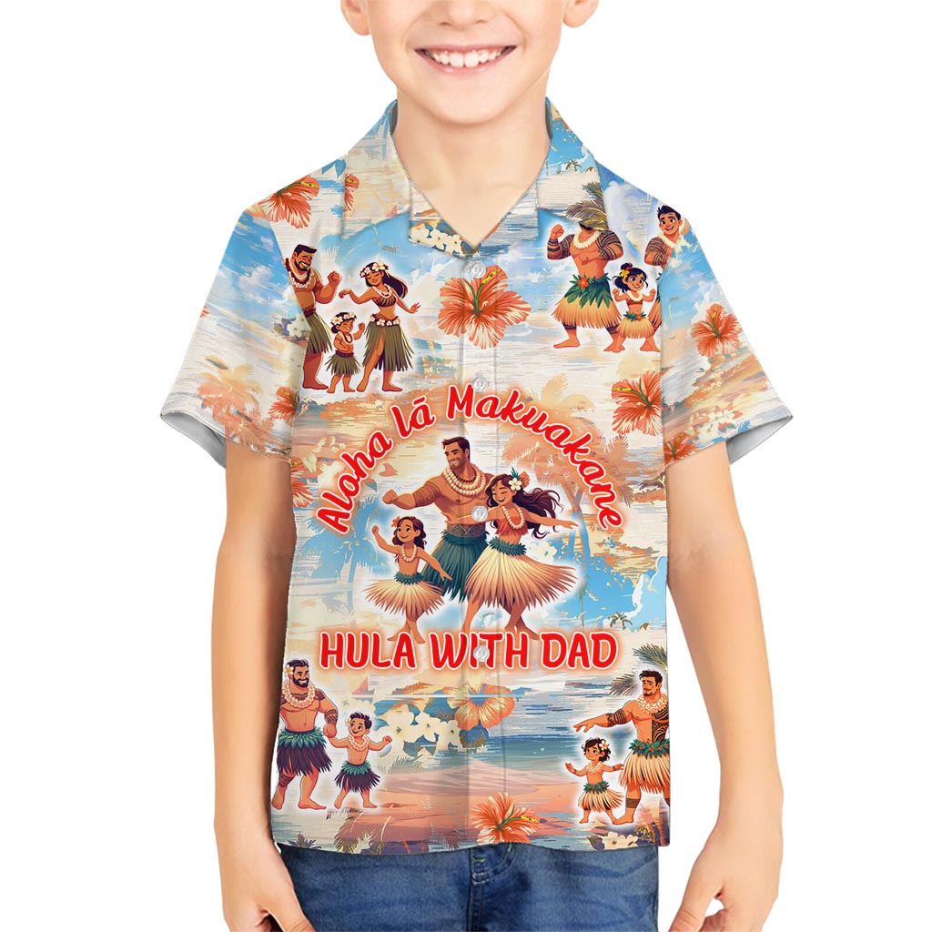 Hawaii Father's Day Family Matching Summer Maxi Dress and Hawaiian Shirt Hula With Dad