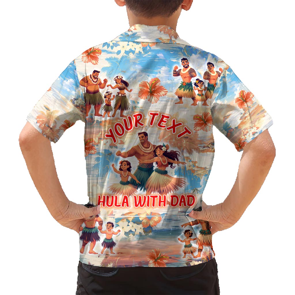 Hawaii Father's Day Family Matching Tank Maxi Dress and Hawaiian Shirt Hula With Dad