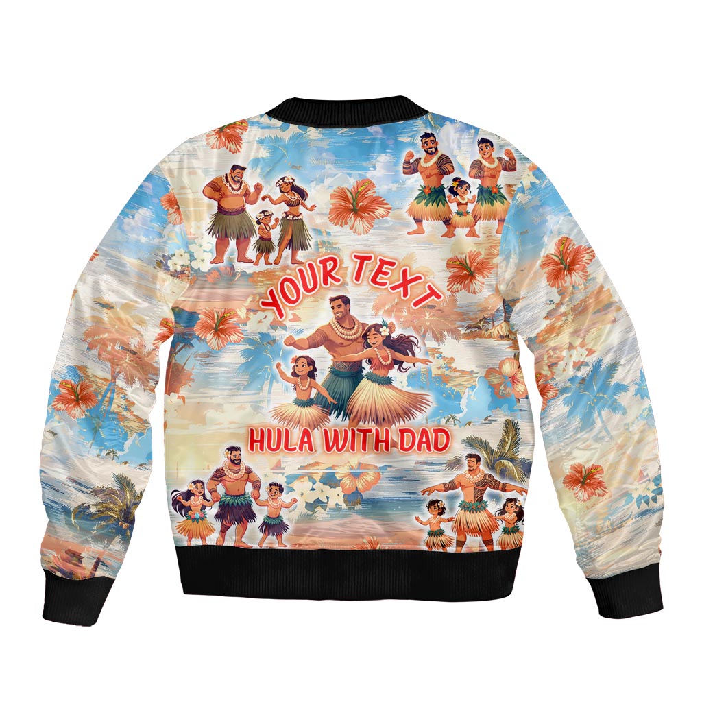 Hawaii Father's Day Sleeve Zip Bomber Jacket Hula With Dad