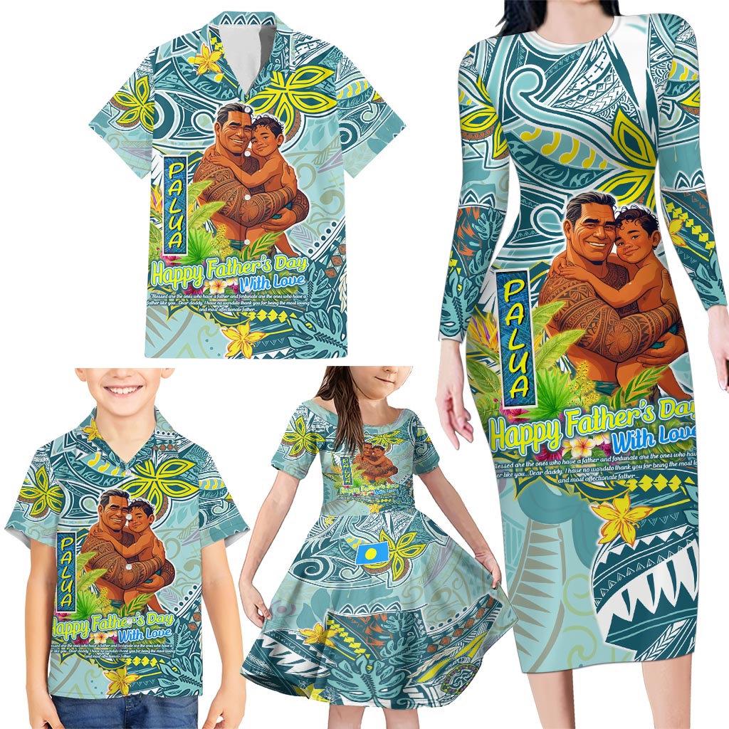 Palau Father's Day Polynesia Family Matching Long Sleeve Bodycon Dress and Hawaiian Shirt Dad and Son DT02 - Polynesian Pride