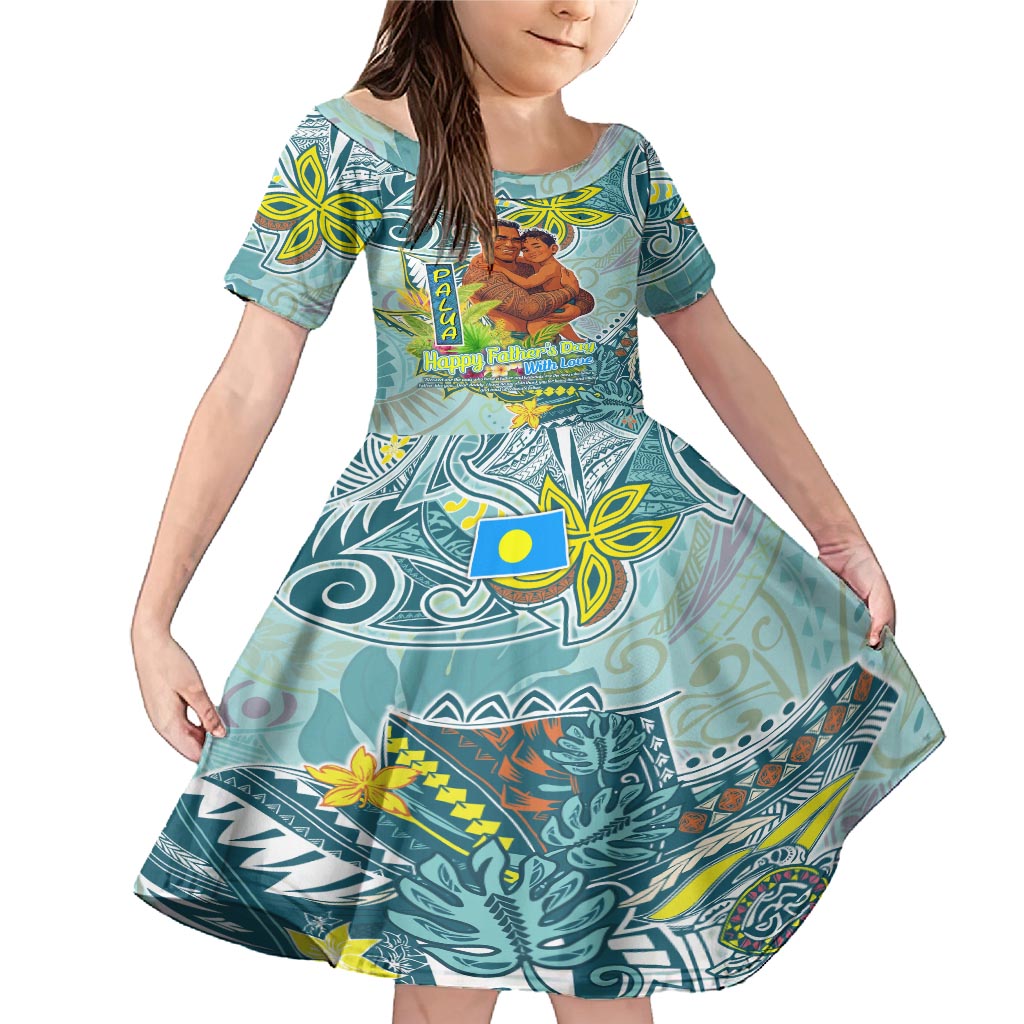 Palau Father's Day Polynesia Family Matching Mermaid Dress and Hawaiian Shirt Dad and Son DT02 Daughter's Dress Blue - Polynesian Pride
