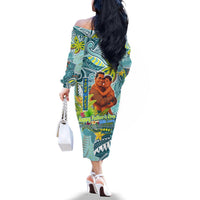 Palau Father's Day Polynesia Family Matching Off The Shoulder Long Sleeve Dress and Hawaiian Shirt Dad and Son DT02 - Polynesian Pride
