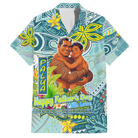 Palau Father's Day Polynesia Family Matching Off Shoulder Maxi Dress and Hawaiian Shirt Dad and Son DT02 Dad's Shirt - Short Sleeve Blue - Polynesian Pride
