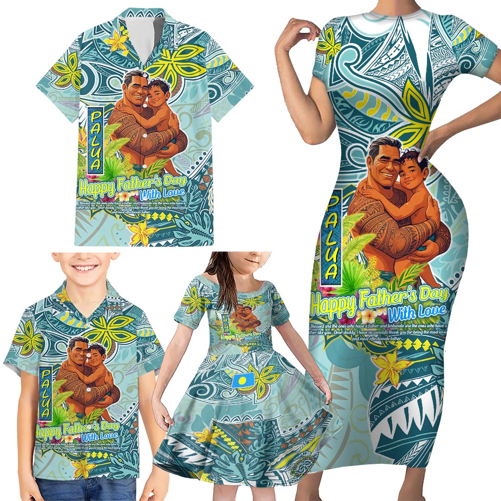 Palau Father's Day Polynesia Family Matching Short Sleeve Bodycon Dress and Hawaiian Shirt Dad and Son DT02 - Polynesian Pride