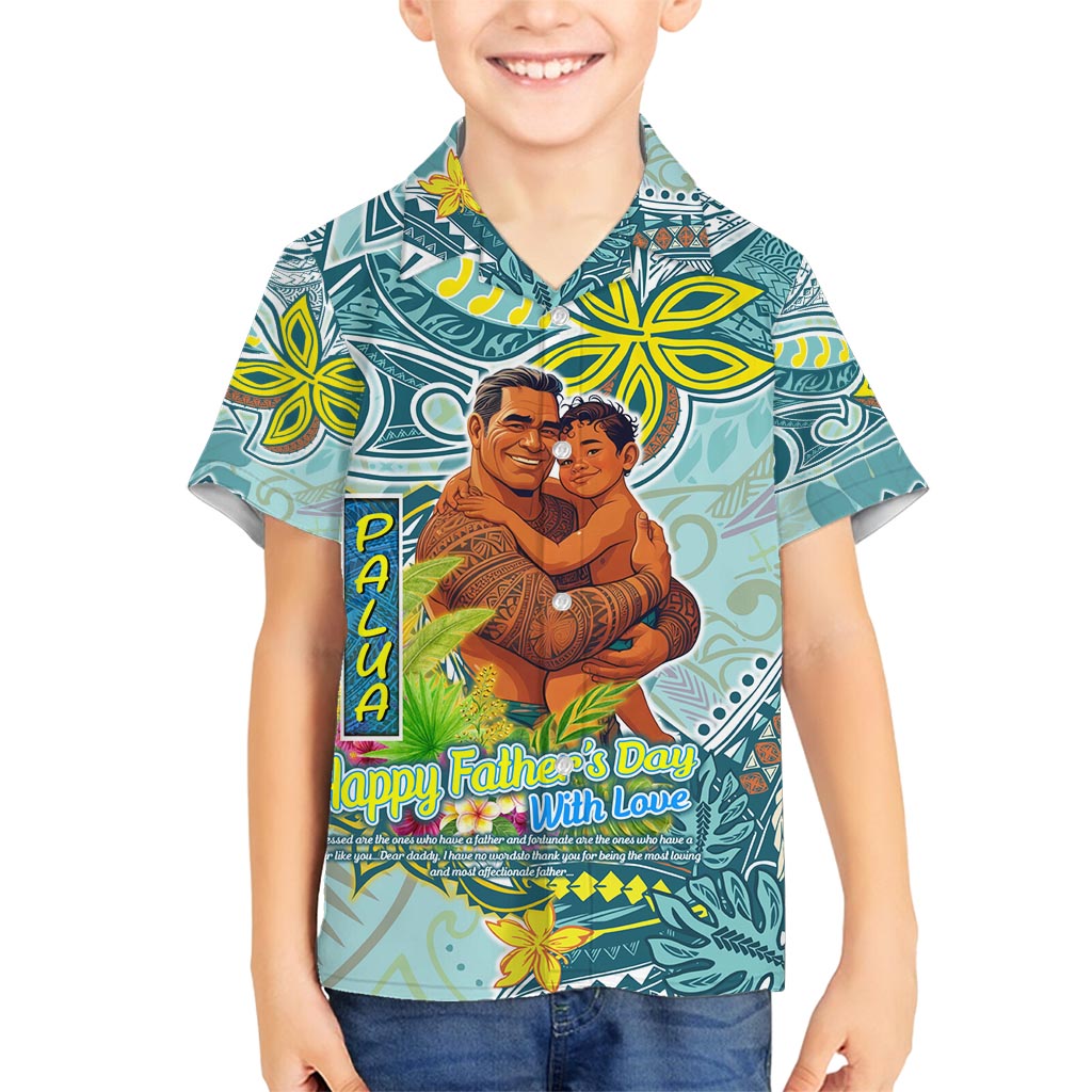 Palau Father's Day Polynesia Family Matching Summer Maxi Dress and Hawaiian Shirt Dad and Son DT02 Son's Shirt Blue - Polynesian Pride