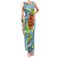 Palau Father's Day Polynesia Family Matching Tank Maxi Dress and Hawaiian Shirt Dad and Son DT02 Mom's Dress Blue - Polynesian Pride