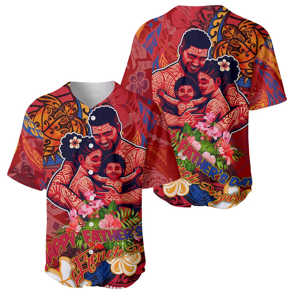 Happy Father's Day French Polynesia Baseball Jersey Family Turtle Hibiscus DT02 - Polynesian Pride
