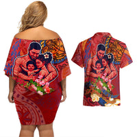 Happy Father's Day French Polynesia Couples Matching Off Shoulder Short Dress and Hawaiian Shirt Family Turtle Hibiscus DT02 - Polynesian Pride