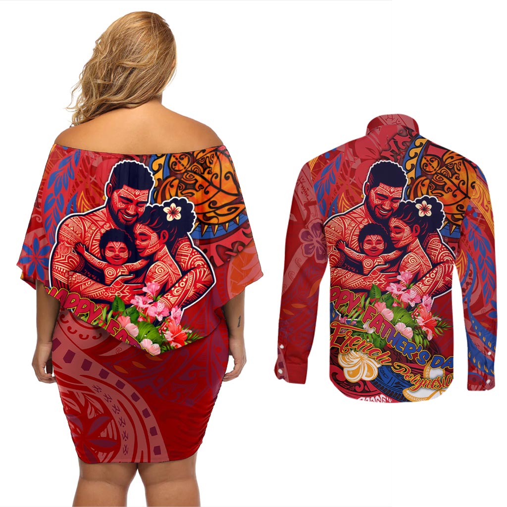 Happy Father's Day French Polynesia Couples Matching Off Shoulder Short Dress and Long Sleeve Button Shirt Family Turtle Hibiscus DT02 - Polynesian Pride