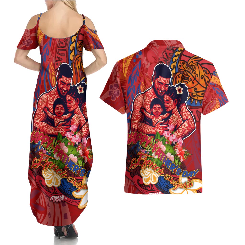 Happy Father's Day French Polynesia Couples Matching Summer Maxi Dress and Hawaiian Shirt Family Turtle Hibiscus DT02 - Polynesian Pride