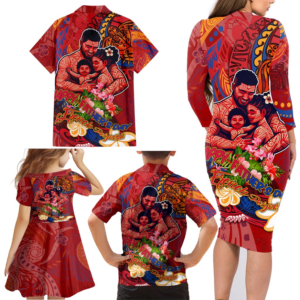 Happy Father's Day French Polynesia Family Matching Long Sleeve Bodycon Dress and Hawaiian Shirt Family Turtle Hibiscus DT02 - Polynesian Pride