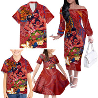 Happy Father's Day French Polynesia Family Matching Off The Shoulder Long Sleeve Dress and Hawaiian Shirt Family Turtle Hibiscus DT02 - Polynesian Pride