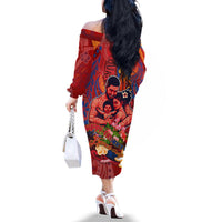 Happy Father's Day French Polynesia Family Matching Off The Shoulder Long Sleeve Dress and Hawaiian Shirt Family Turtle Hibiscus DT02 - Polynesian Pride