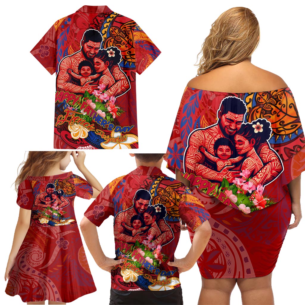 Happy Father's Day French Polynesia Family Matching Off Shoulder Short Dress and Hawaiian Shirt Family Turtle Hibiscus DT02 - Polynesian Pride
