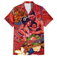 Happy Father's Day French Polynesia Family Matching Off Shoulder Short Dress and Hawaiian Shirt Family Turtle Hibiscus DT02 Dad's Shirt - Short Sleeve Red - Polynesian Pride