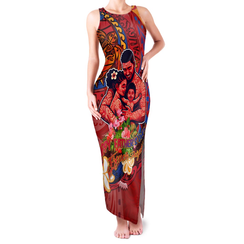 Happy Father's Day French Polynesia Family Matching Tank Maxi Dress and Hawaiian Shirt Family Turtle Hibiscus DT02 Mom's Dress Red - Polynesian Pride
