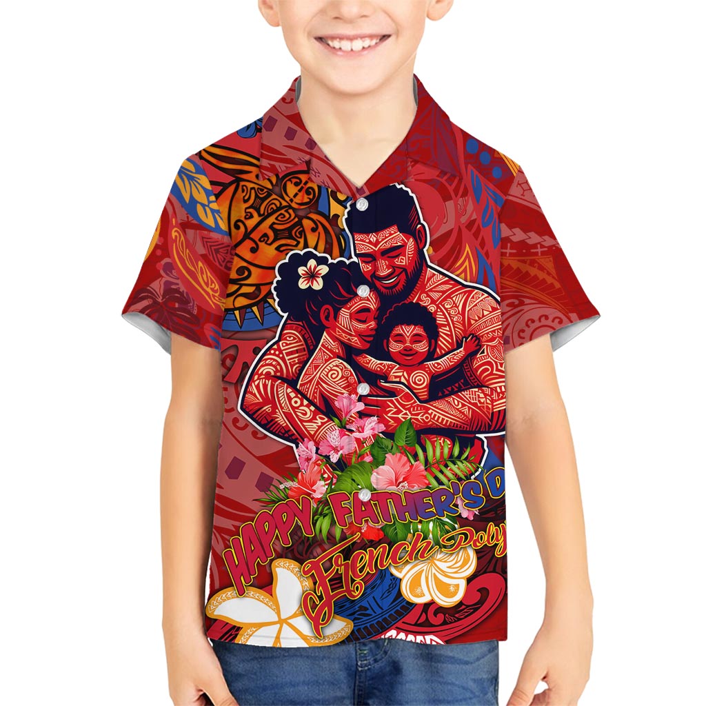 Happy Father's Day French Polynesia Family Matching Tank Maxi Dress and Hawaiian Shirt Family Turtle Hibiscus DT02 Son's Shirt Red - Polynesian Pride