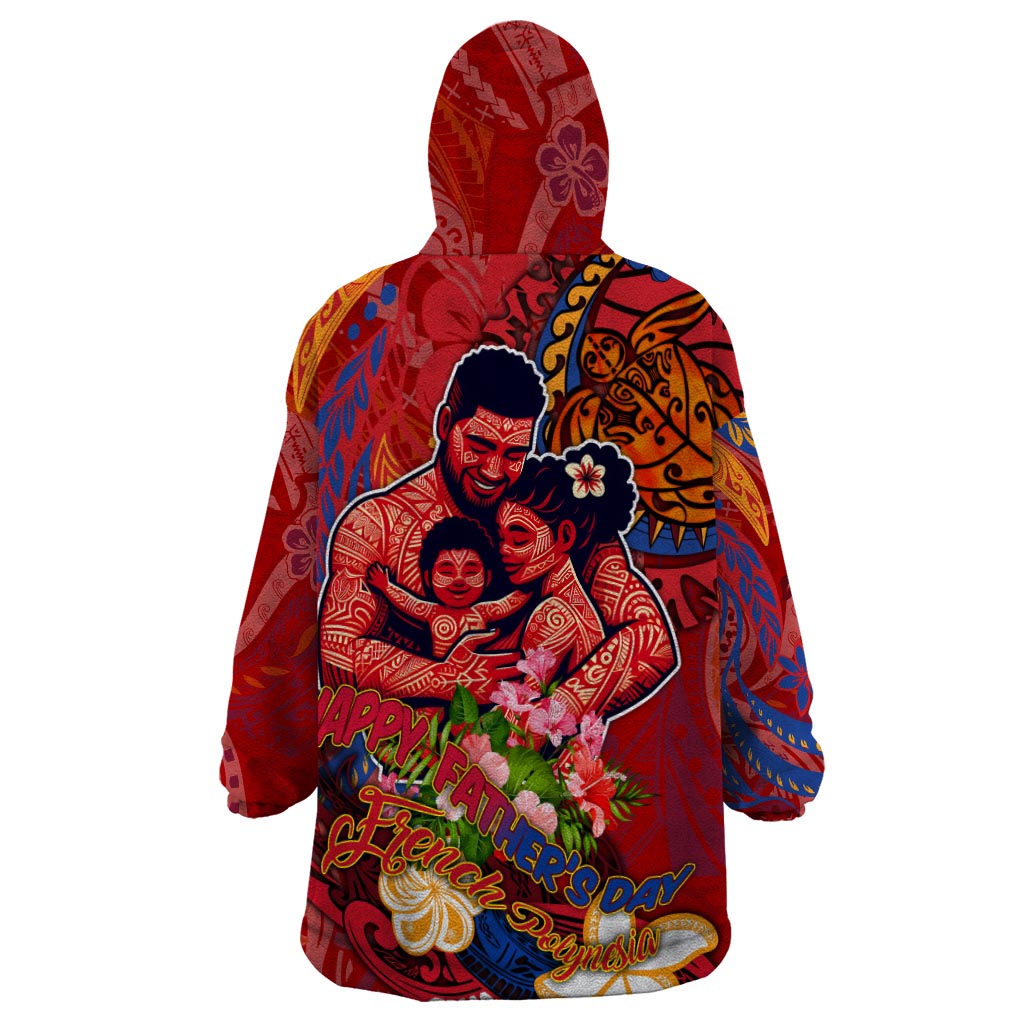 Happy Father's Day French Polynesia Wearable Blanket Hoodie Family Turtle Hibiscus DT02 - Polynesian Pride