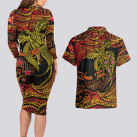 Papua New Guinea 50th Independence Day Couples Matching Long Sleeve Bodycon Dress and Hawaiian Shirt Culture Spirit and Sovereignty DT02 - Polynesian Pride