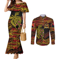 Papua New Guinea 50th Independence Day Couples Matching Mermaid Dress and Long Sleeve Button Shirt Culture Spirit and Sovereignty DT02 Art - Polynesian Pride