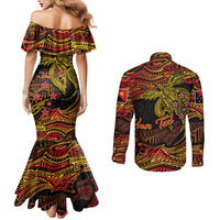 Papua New Guinea 50th Independence Day Couples Matching Mermaid Dress and Long Sleeve Button Shirt Culture Spirit and Sovereignty DT02 - Polynesian Pride