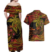 Papua New Guinea 50th Independence Day Couples Matching Off Shoulder Maxi Dress and Hawaiian Shirt Culture Spirit and Sovereignty DT02 - Polynesian Pride