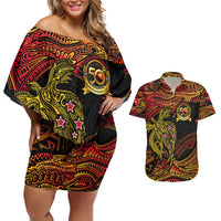 Papua New Guinea 50th Independence Day Couples Matching Off Shoulder Short Dress and Hawaiian Shirt Culture Spirit and Sovereignty DT02 Art - Polynesian Pride