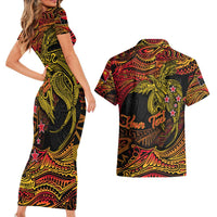 Papua New Guinea 50th Independence Day Couples Matching Short Sleeve Bodycon Dress and Hawaiian Shirt Culture Spirit and Sovereignty DT02 - Polynesian Pride