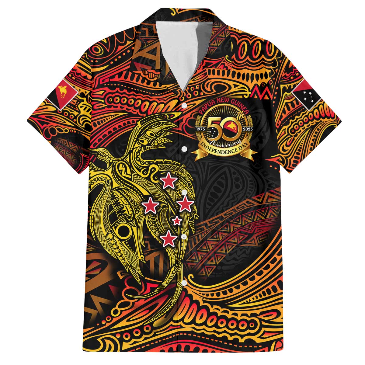 Papua New Guinea 50th Independence Day Family Matching Off The Shoulder Long Sleeve Dress and Hawaiian Shirt Culture Spirit and Sovereignty DT02 Dad's Shirt - Short Sleeve Art - Polynesian Pride
