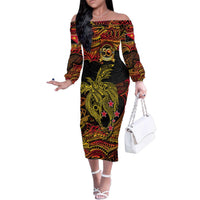 Papua New Guinea 50th Independence Day Family Matching Off The Shoulder Long Sleeve Dress and Hawaiian Shirt Culture Spirit and Sovereignty DT02 Mom's Dress Art - Polynesian Pride