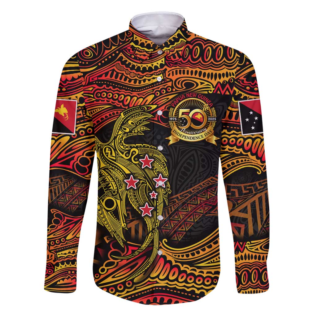 Papua New Guinea 50th Independence Day Family Matching Puletasi and Hawaiian Shirt Culture Spirit and Sovereignty DT02 Dad's Shirt - Long Sleeve Art - Polynesian Pride