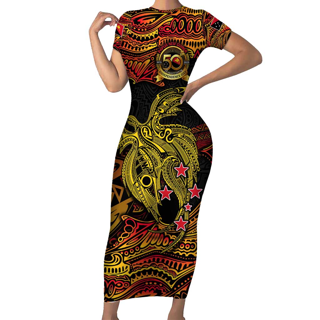 Papua New Guinea 50th Independence Day Family Matching Short Sleeve Bodycon Dress and Hawaiian Shirt Culture Spirit and Sovereignty DT02 Mom's Dress Art - Polynesian Pride
