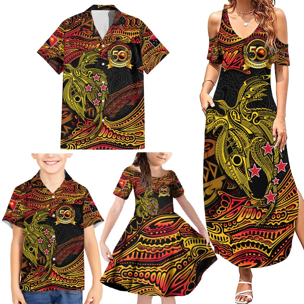 Papua New Guinea 50th Independence Day Family Matching Summer Maxi Dress and Hawaiian Shirt Culture Spirit and Sovereignty DT02 - Polynesian Pride