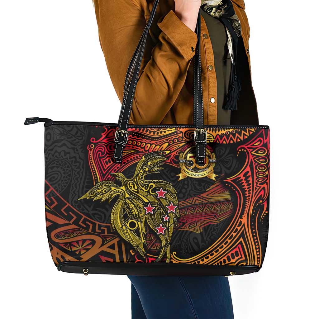 Papua New Guinea 50th Independence Day Leather Tote Bag Culture Spirit and Sovereignty DT02 - Polynesian Pride