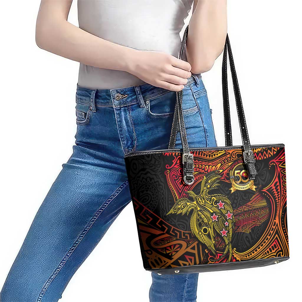 Papua New Guinea 50th Independence Day Leather Tote Bag Culture Spirit and Sovereignty DT02 - Polynesian Pride