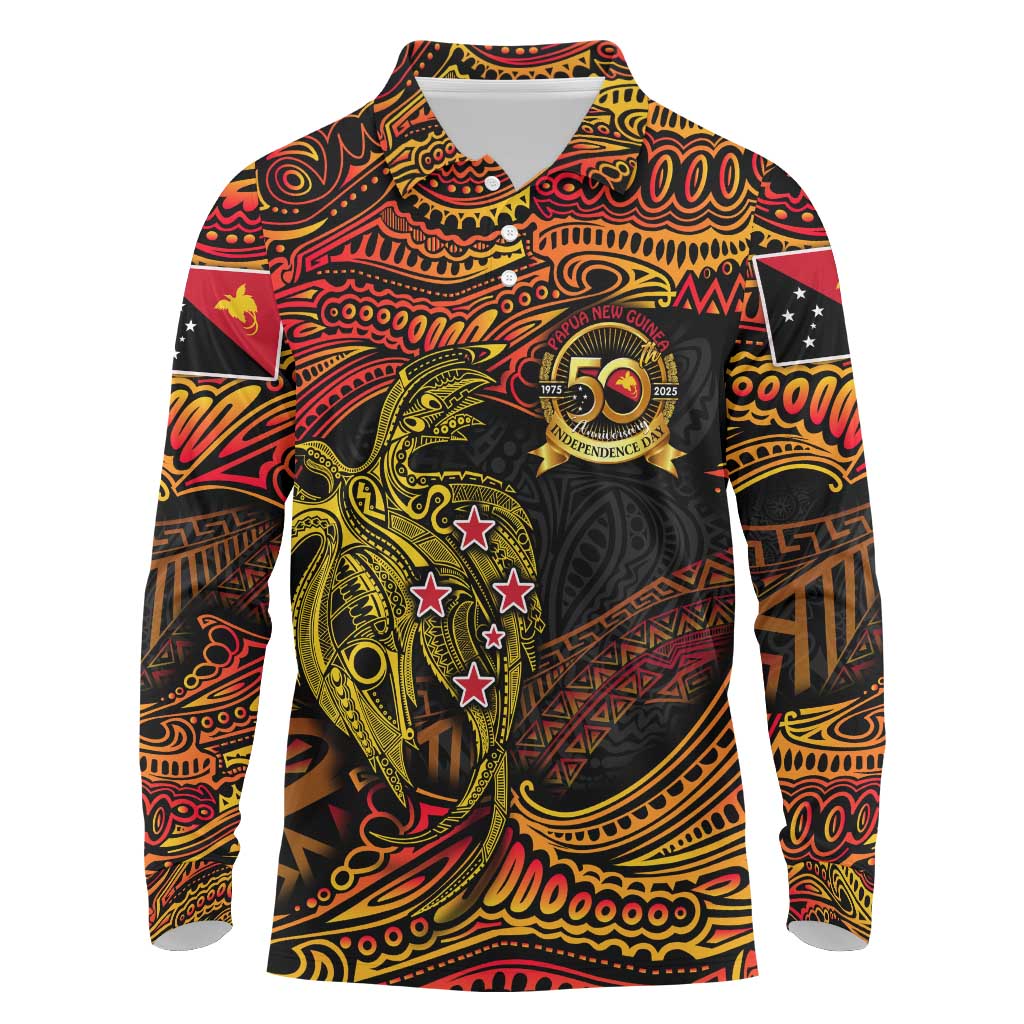 Papua New Guinea 50th Independence Day Long Sleeve Polo Shirt Culture Spirit and Sovereignty DT02 Art - Polynesian Pride