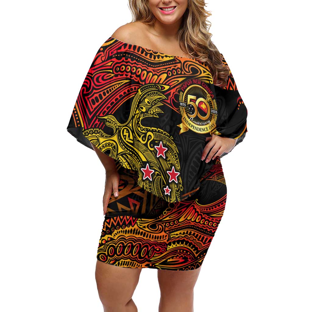 Papua New Guinea 50th Independence Day Off Shoulder Short Dress Culture Spirit and Sovereignty DT02 Women Art - Polynesian Pride