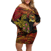 Papua New Guinea 50th Independence Day Off Shoulder Short Dress Culture Spirit and Sovereignty DT02 Women Art - Polynesian Pride