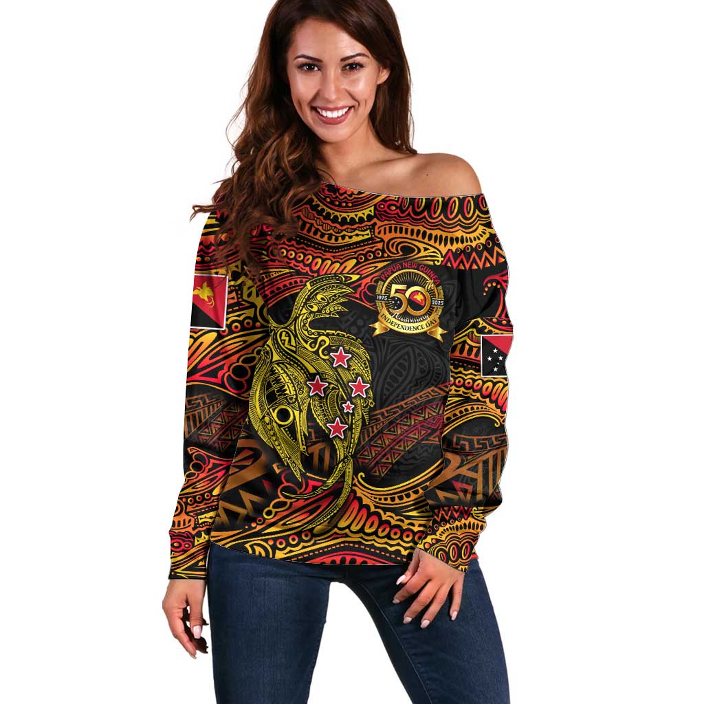 Papua New Guinea 50th Independence Day Off Shoulder Sweater Culture Spirit and Sovereignty DT02 Women Art - Polynesian Pride