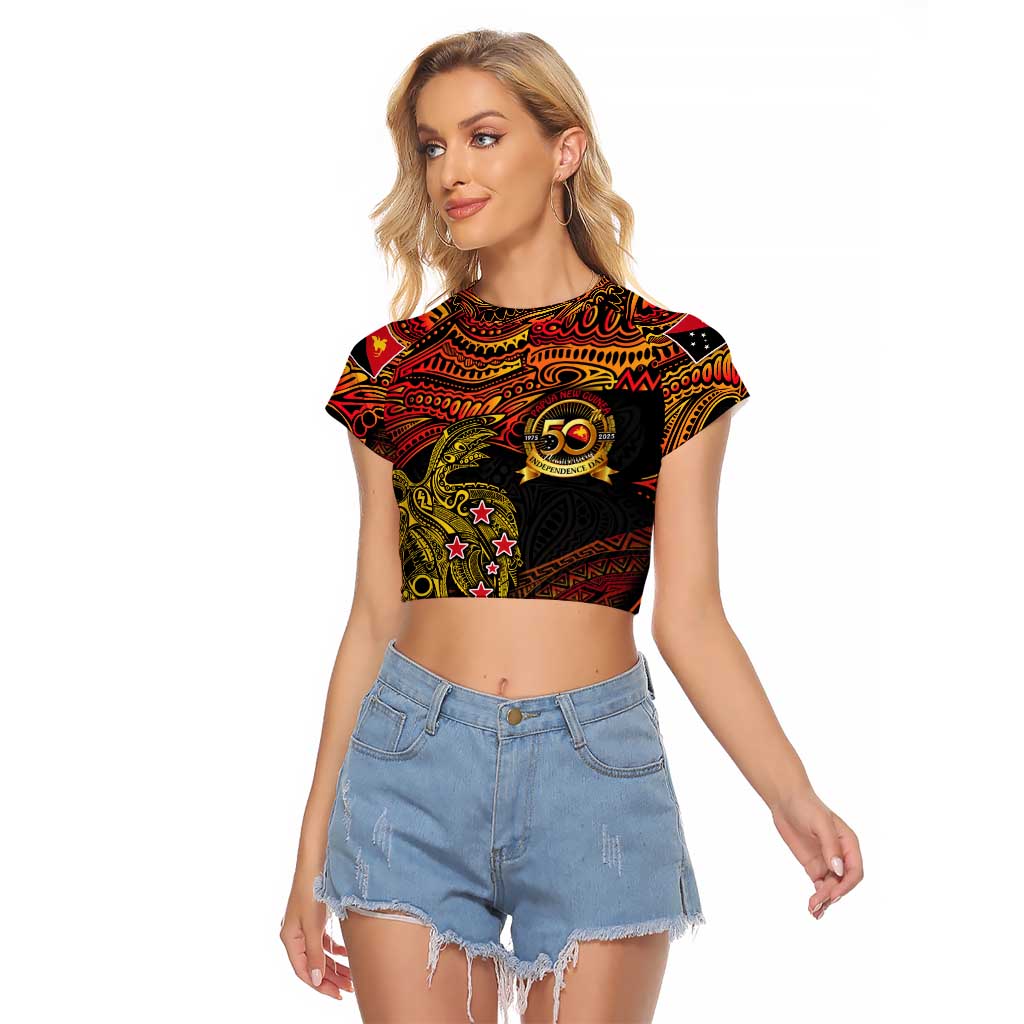 Papua New Guinea 50th Independence Day Raglan Cropped T Shirt Culture Spirit and Sovereignty DT02 Female Art - Polynesian Pride