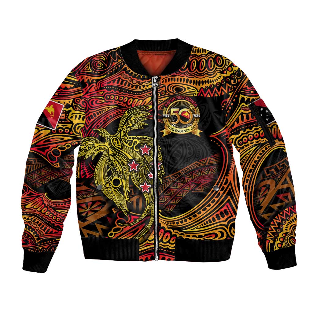Papua New Guinea 50th Independence Day Sleeve Zip Bomber Jacket Culture Spirit and Sovereignty DT02 Unisex Art - Polynesian Pride