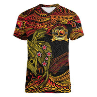 Papua New Guinea 50th Independence Day Women V-Neck T-Shirt Culture Spirit and Sovereignty DT02 Female Art - Polynesian Pride