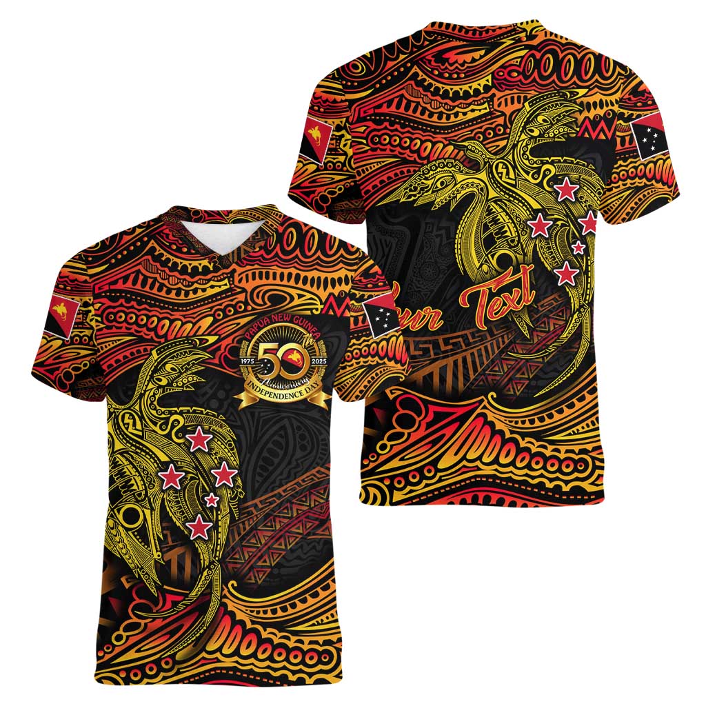 Papua New Guinea 50th Independence Day Women V-Neck T-Shirt Culture Spirit and Sovereignty DT02 - Polynesian Pride